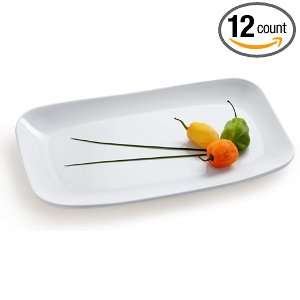 Siciliano White 11 x 7 Rectangle Melamine Platter   Case  12 