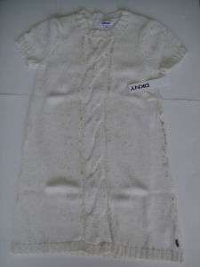 DKNY NWT Girls Sweater Shimmer Dress White L 12 14  