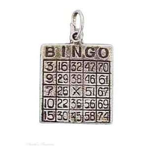  Sterling Silver 3D Bingo Card Good Luck Charm Jewelry