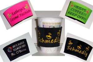 PERSONALIZED embroidered COFFEE CUP KOOZIE Holder  
