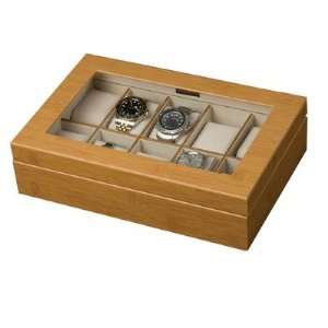  Tori Home 00231S11 Logan Glass Top Watch Box in Bamboo 