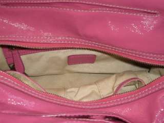 COLE HAAN Pink Patent Leather Zip Top Multi Pocket Hobo Bag  