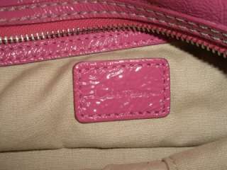 COLE HAAN Pink Patent Leather Zip Top Multi Pocket Hobo Bag  