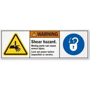  Shear hazard. Moving parts can cause severe injury. Lock 