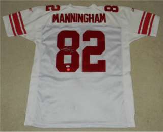 MARIO MANNINGHAM SIGNED AUTOGRAPHED NEW YORK GIANTS WHITE REEBOK #82 
