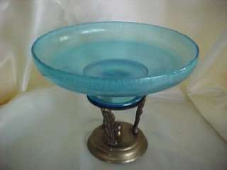 Vintage Fenton celeste blue stretch glass 1921 with stand  