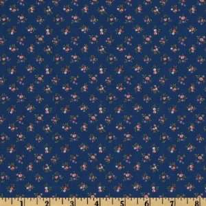  44 Wide Country Calico Rose Royal Fabric By The Yard 