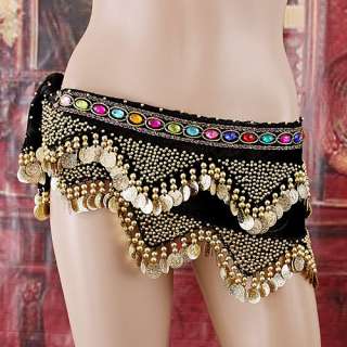 Belly Dance Waist Skirt Link Sequins Beads Jewels H2641  
