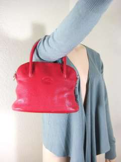 Vintage Longchamp Red Leather Alma Tote Shoulder Bag  