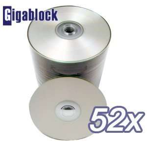   Gigablock CD R 52x Silver Inkjet Hub Disc Printable with Epson Printer