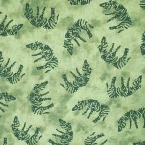  Zebras Cotton Fabric Green Zebras Arts, Crafts & Sewing