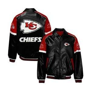    Kansas City Chiefs Black Pleather Varsity Jacket