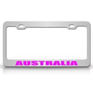 AUSTRALIA Country Steel Auto License Plate Frame Tag Holder, Chrome 