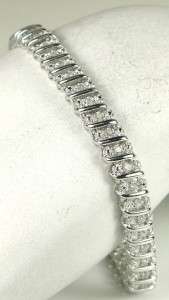Estate Sterling Silver .75ctw Genuine Diamond Tennis Bracelet 11.8g 