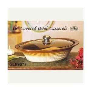  CERAMIC OVAL CASSEROLE WITH COVER 16 INCH REDGL89677 