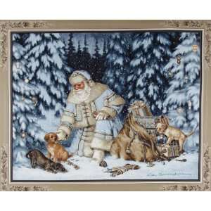  44 Wide Cranston Christmas Panel Santa Blue Fabric By 