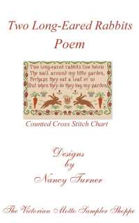 Two Long Eared Rabbits Poem,sampler, counted cross stitch chart  