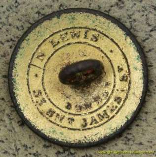 EARLY BRITISH ONE PIECE BUTTON WITH CROWN N LEWIS LONDON DUG CIVIL WAR 