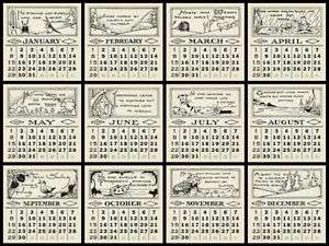 JBS Calendar Cards GENERAL 3x3 VINTAGE scrapbooking  