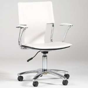  Contemporary White Gas Lift Swivel Desk Chair w Silver 