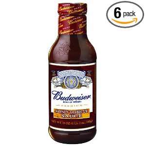 Budweiser Honey BBQ Sauce, 18 Ounce (Pack of 6)  Grocery 
