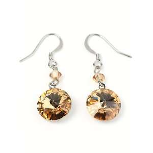   Topaz Swarovski Crystal Disc Dangle Earrings Fashion Jewelry Jewelry