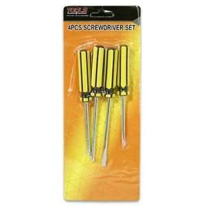  Screwdriver Set, 4 Piece Yellow and Black Case Pack 36 