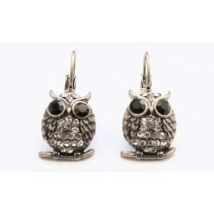  The Cutest Antique Goldtone Crystal Owl Lovers Leverback 
