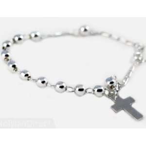    Sterling Silver Rosary Bracelet Round Beads Arts, Crafts & Sewing
