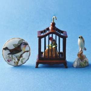  Dollhouse Miniature Five Piece Bird Lovers Set Toys 