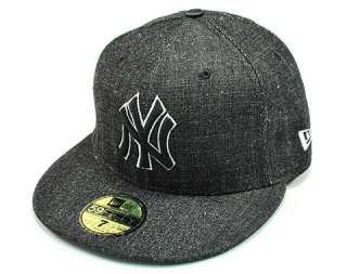 NEW ERA 59Fifty MLB Fitted Hat Cap New York Yankees Black Denim White 