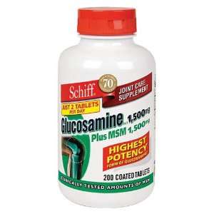 Schiff Glucosamine Plus MSM   200 Tablets   CASE PACK OF 2