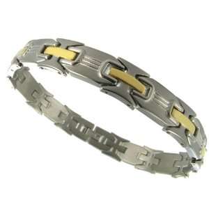   Stainless Steel and Techno Gold Plating Classic Mens Bracelet Jewelry