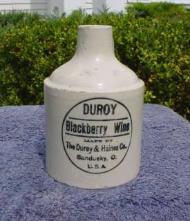Duroy Blackberry Wine, Sandusky, Ohio Stoneware Jug  