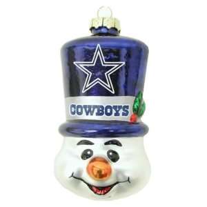  Dallas Cowboys NFL Top Hat Snowman Glass Ornament Sports 