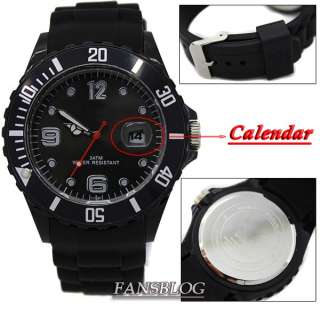   Stylish Silicone Jelly Quartz Calendar Unisex Wrist Watch CW  