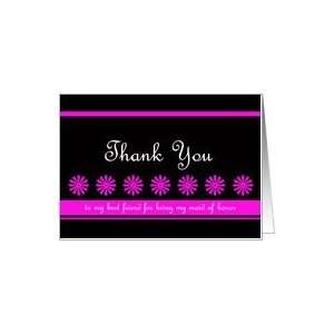   Friend Maid of Honor Thank You Card    Dance of the Pink Flowers Card