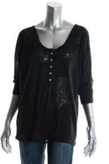 FAMOUS CATALOG Henley Black BHFO Sale Misses Shirt XS  