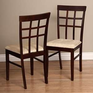 WOOD & FABRIC SEAT KITCHEN / DINING ROOM DINING CHAIR SET (8) NEW 