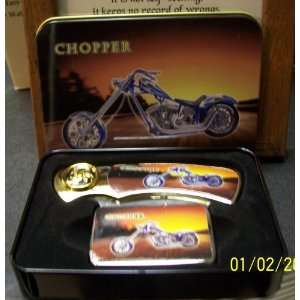 Chopper Lockblade Knife & Lighter in Collectible Tin  