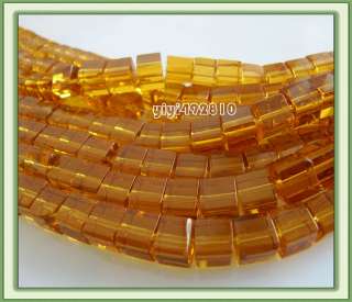100 PCS Glass CRYSTAL CUBE BEADS Med.Yellow 6x6mm # 06  