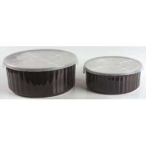 Sango Nova Black (Intro 2004) Set of 2 Ceramic Storage Bowls, Fine 