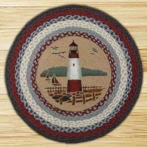  Lighthouse  Round  Print Patch  Braided Rug