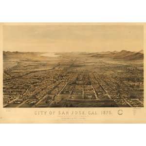  Historic Panoramic Map City of San Jose, Cal. 1875. C. B 