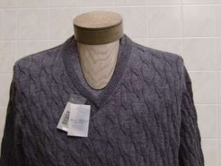New Daniel Cremieux 100% Royal Alpaca Wool Men Sweater V Neck Cable 
