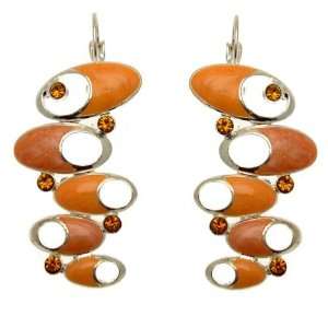  Acosta Jewellery   Orange Enamel & Crystal   Abstract Oval 