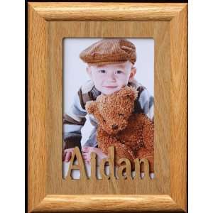  5x7 Aidan ~ Portrait Laser Cut Oak PHOTO NAME FRAME 