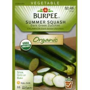  Burpee 60935 Organic Squash, Summer Dark Green Zucchini 