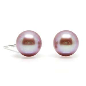 HinsonGayle AAA 8.0 8.5mm Naturally Pink Cultured Pearl Stud Earrings 