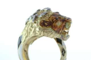 INSPIREDBY DAVID WEBB DIAMOND LION ENAMEL RING 18K GOLD  